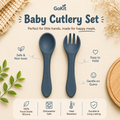 Baby Cutlery Set - Spoon and Fork - Dark Gray