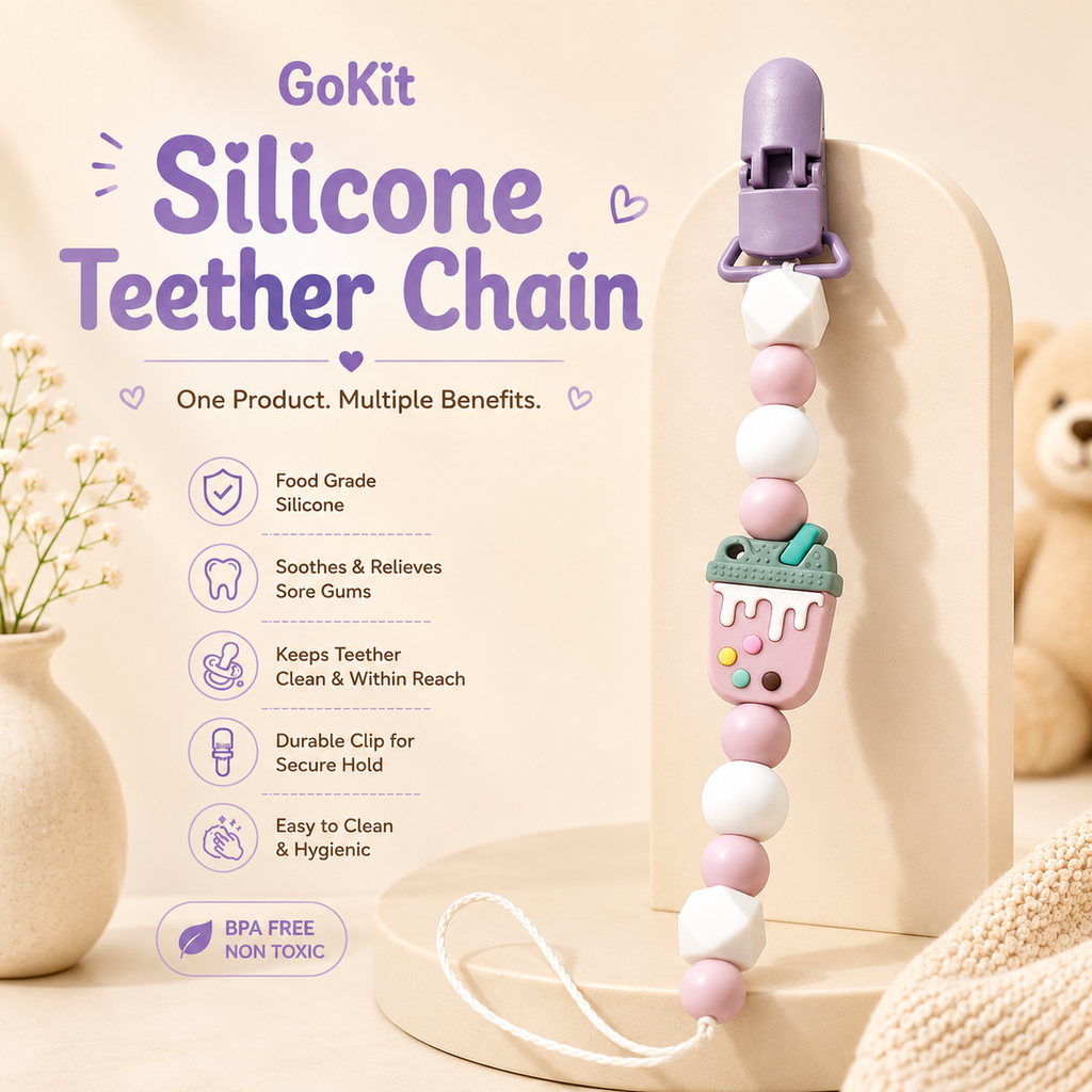 Silicone Teether Chain with Clip