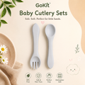 Baby Cutlery Set - Spoon and Fork - Baby Gray