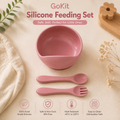 GoKit Premium 3-Piece Silicone Baby Feeding Bowl Set – Dusty Rose