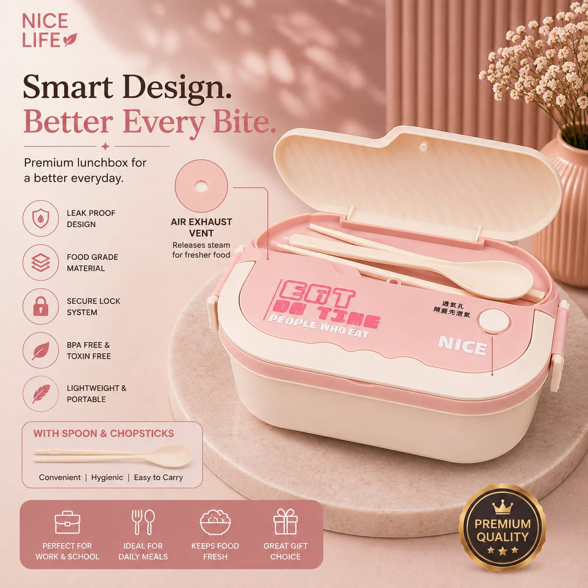 GoKit Elite Pink Bento Lunchbox