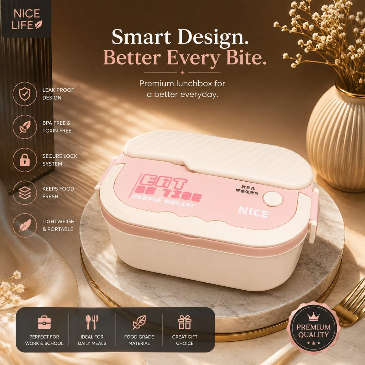GoKit Elite Pink Bento Lunchbox