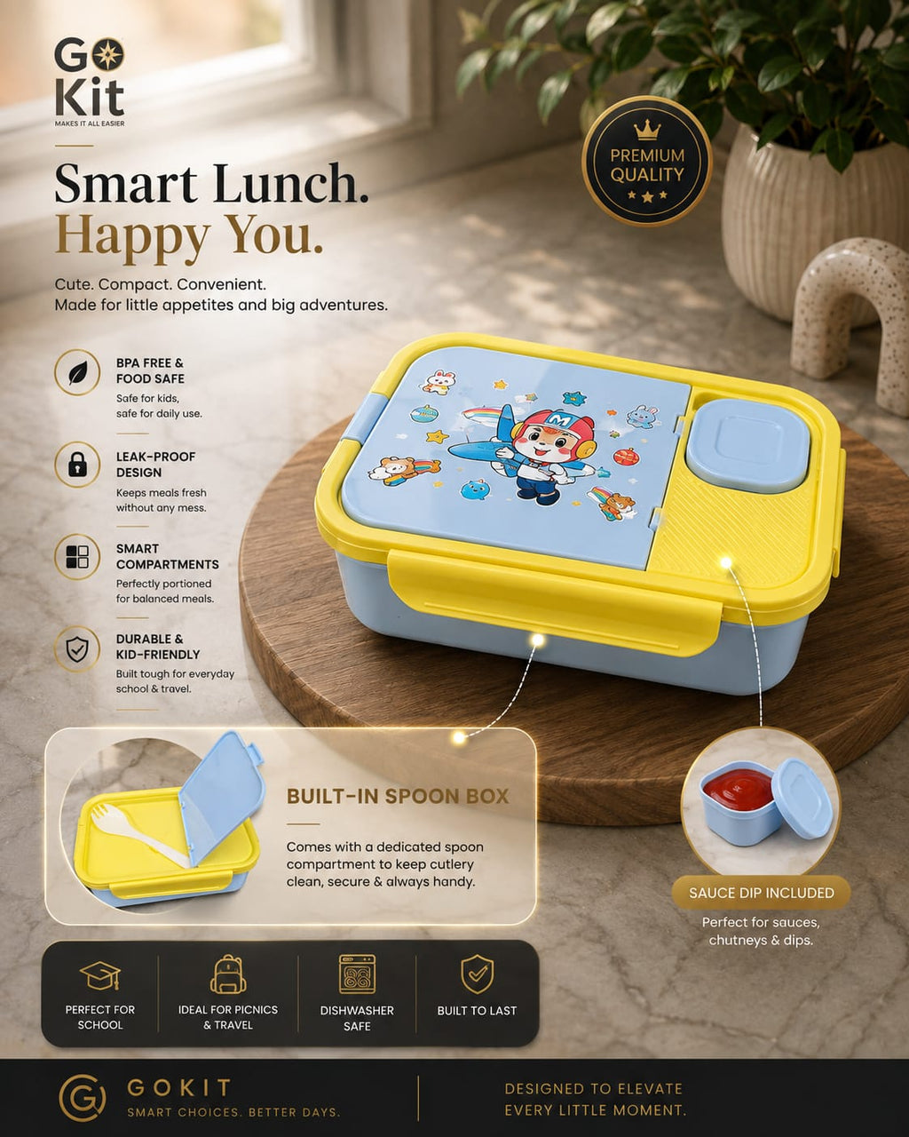 Gokit Smart Stainless Steel Lunch Box