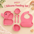 GoKit All-in-One Silicone Feeding Set - Peachy Pink Elephant Edition