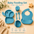 GoKit All-in-One Silicone Baby Feeding Set – Blue Elephant Edition